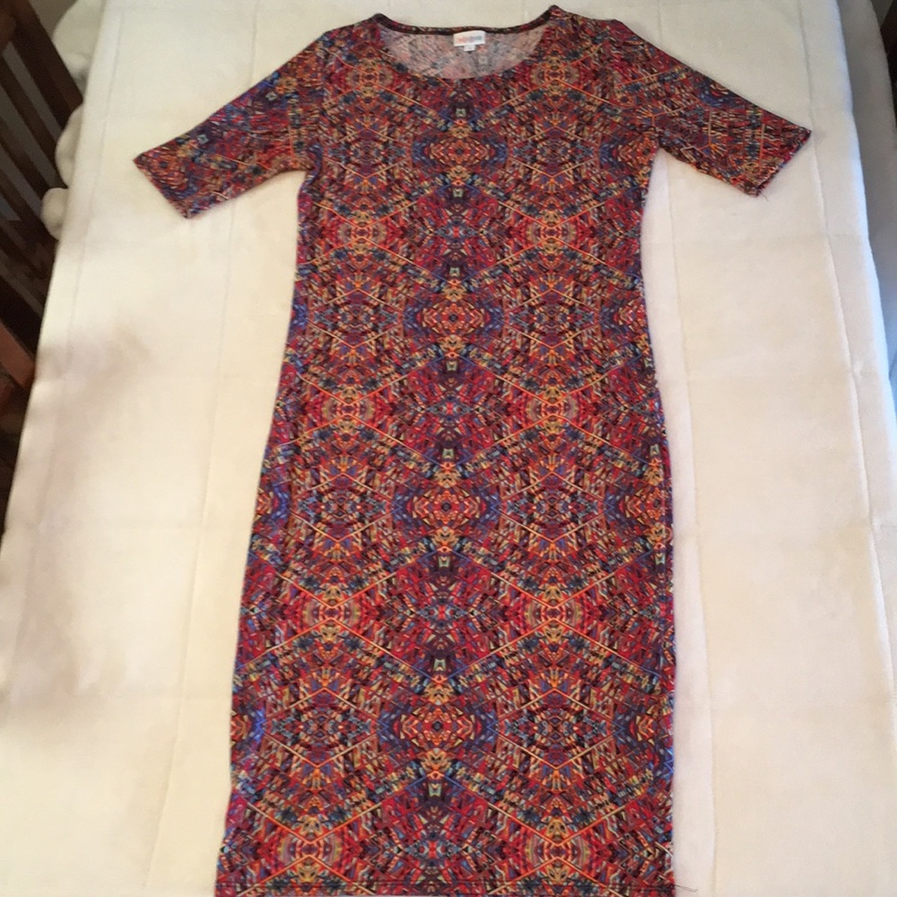 Abstract diamond t-shirt summer dress bodycon S